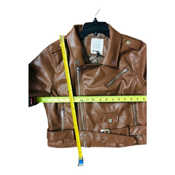 Stoosh brown leather look classic motorcycle biker rocker jacket size XL new - Picture 14 of 15